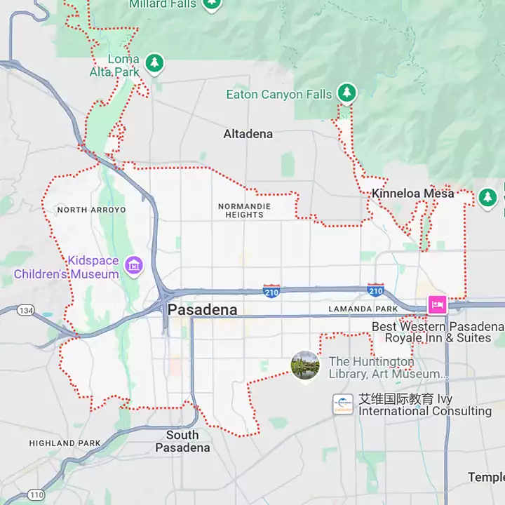 Pasadena California AC and HVAC technicians google map